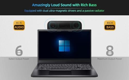 YsyYey USB Stereo PC Speaker with Monitor Clip, Soundbar with Enhanced Bass, Passive Radiator & 3-Button Control, Plug and Play – Windows/macOS, Home Office & Zoom — view 3
