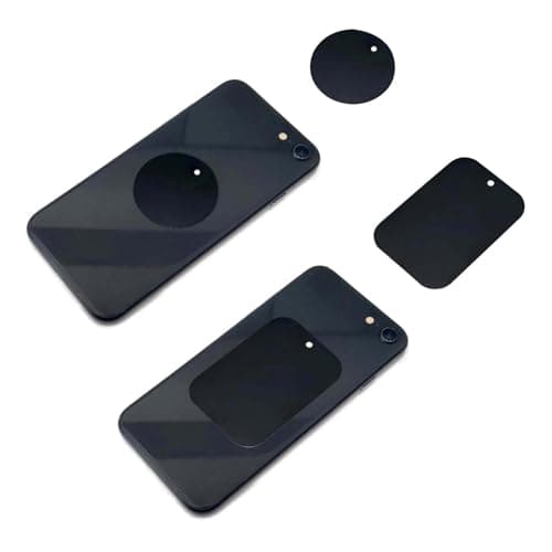 MACHSWON Smartphones Metal Plate 12 Pack for Phone Car Mount Holder Cradle with Adhesive6 Rectangle and 6 Round Black Fit for Magnetic Mounts — view 5