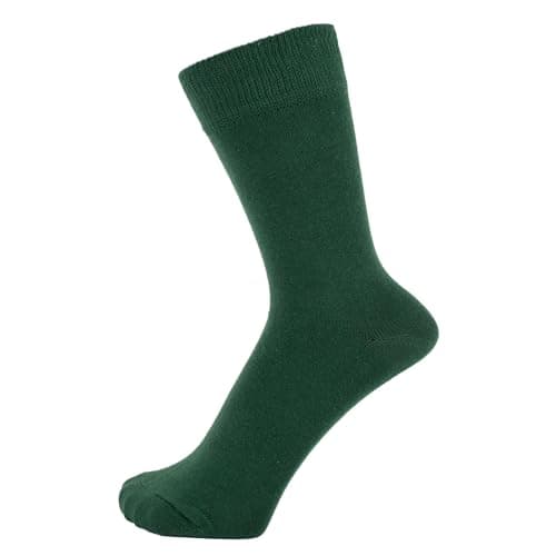 ZAKIRA Combed Cotton Dress Socks - Plain Colour Business Crew Socks for Men & Women, Soft Breathable Cotton, 6-10 (UK), Green