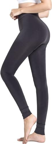 Fioeyr Women Ladies Thermal Winter Thick Velvet Stretchy Fleece Lined Leggings Pant Elastic High Waisted Tight Dark Grey — view 3