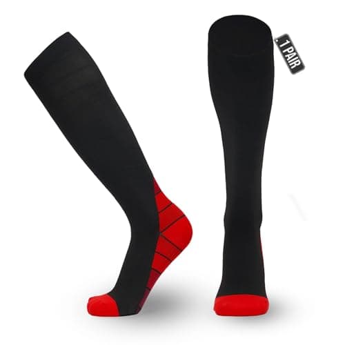 JIATAOBAO Compression Socks for Men & Women 20-30 mmHg Medical Grade – Graduated Support for Running, Travel, Nursing & Pregnancy Boost Circulation, Reduce Swelling, Anti-Slip Design (red, L/XL)