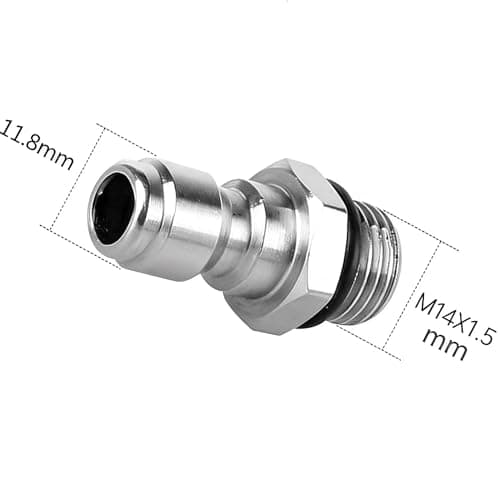 1/4'' Quick Release Connector, 14mm Male Thread to 1/4 inch Quick Release Adapter Pressure Washer Sprayer Snow Foam Lance Bottle Connecting Parts Stainless Steel Coupler — view 2