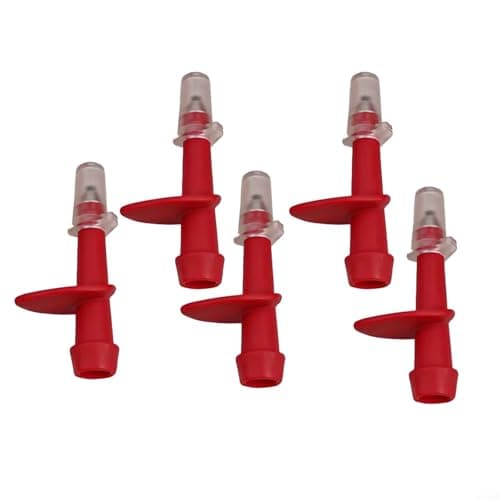 Jotekonoby 5 Pack Trekking Pole Tips, Steel And Plastic High Hardness Tip Covers For Hiking Walking, Anti-Slip Protection On Hard Roads And Pavements, Red