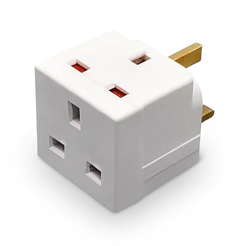 FAMHOME 2 Way block Plug 2 way Plug in Block Mains Adaptor, 2 Way Multi Socket Plug Adaptor, Power Extension Wall Adaptor for Smartphone, Home, Office, Travel (White (1 Pack))