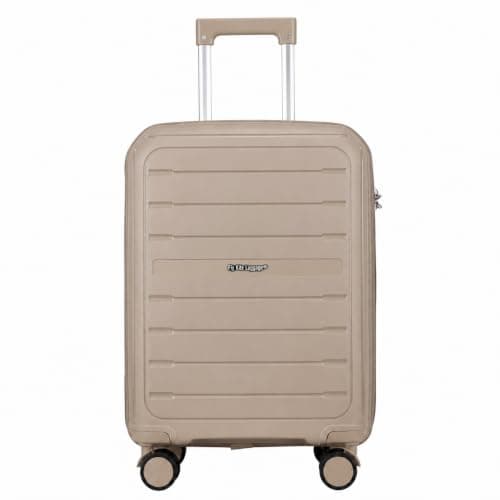 Fly Kite Luggage 20 Inch Cabin Suitcase 100% Polypropylene Hard Shell with Aluminium Trolley Handle, Real TSA Secure Lock 3 Digit 360° Smooth Wheels|Khaki