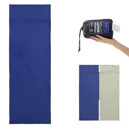 Naturehike Cotton Sleeping Bag Liner 210 x 75 cm, Cotton Travel Sheet Camping Sleep Bag Liner with Pillow Slot, Portable Lightweight Backpacking Essentials for Camping Hostels Picnic Hiking