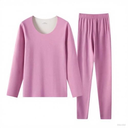 Womens Thermal Underwear Set Ladies Pyjamas Thick Cosy 2 Pieces Pjs Sets Fleece Lined Winter Warm Crew Neck Base Layer Tops & Leggings Outfits for Daily Wear and Skiing Loungwear Sleepwear Purple