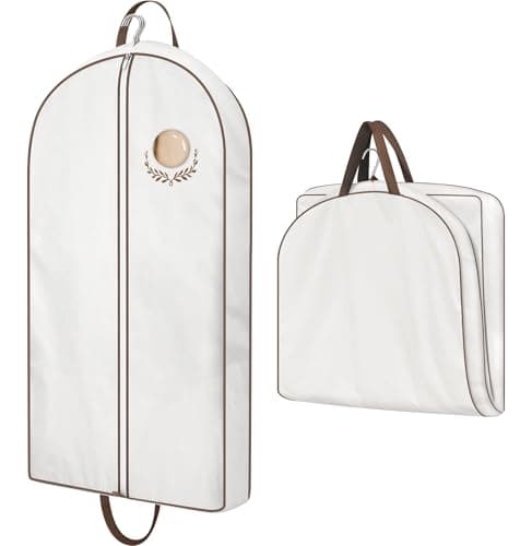 MISSLO 40" Cotton Suit Carriers for Women Breathable Suit Bag Cover with Handles Travel Garment Bag for Jacket, Coat, Dress, Clothes, Beige