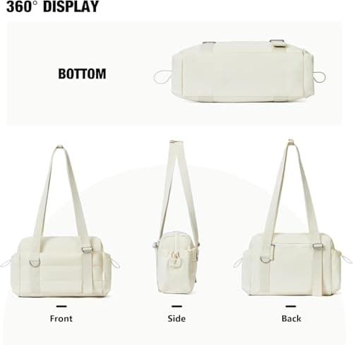 Small Gym Bag for Women 2-Piece Set – Mini Duffle with Wet Pocket & Coin Wallet, Lightweight Workout Tote with Shoe Compartment – Ideal for Gym, Travel, Yoga, and Sports (Beige) — view 4