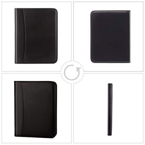 Leathario Portfolio Folder A4, Conference Folder with Notepad, Vegan Leather Travel Document Holder with Pockets for Tablets Notepads Files, Document Organiser, Office Supplies — view 3