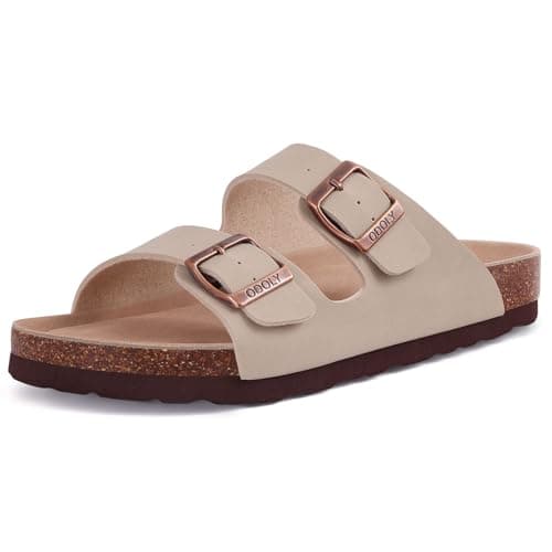 ODOLY Unisex Comfortable Cork Footbed Slide Sandals with Arch Support