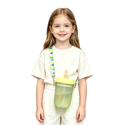 Cute Water Bottle with Straw Morning Walk Camping Trip Yellow One Size — view 2