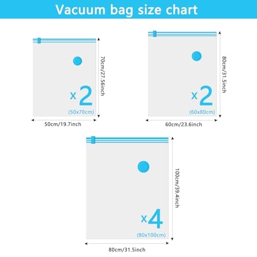 Vacuum Storage Bags - 8 Pack Reusable Strong Space Saver Compression Bags - Vacuum Pack Bags Double Zip Seal Travel Vacuum Storage Bags for Clothes Duvets Quilts Bedding Pillows(4Jumbo+2Large+2Medium) — view 2