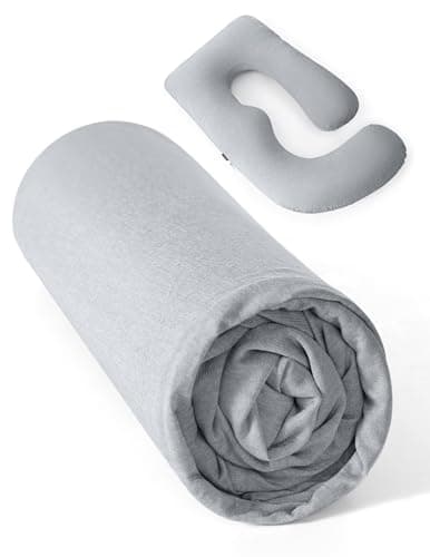 momcozy Cooling Pillowcase for U Shaped Pregnancy Pillow, Case Only, Grey