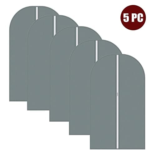 Vinsani 5pc Dustproof Garment Bags Hanging Clothes Covers Breathable, Grey — view 6