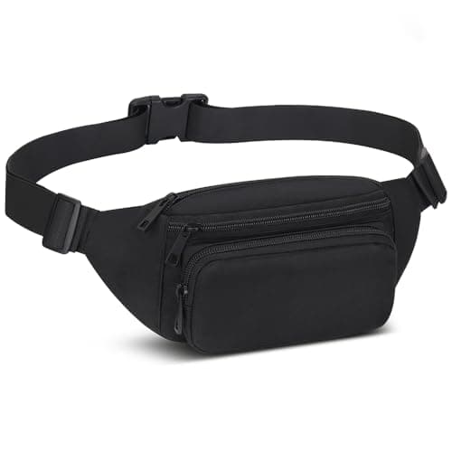 Bumbags Waist Fanny Pack Running Belt for Men Women Unisex Bum Bag Adjustable Belt for Outdoors Workout Hiking Gifts for Ladies Boys (Black)