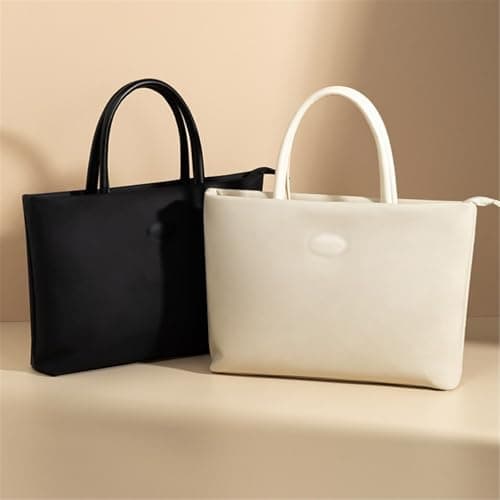 Carrying Leather Laptop Bag Large Capacity Tablet Office Briefcase For Work, Business,Travel(White) — view 5
