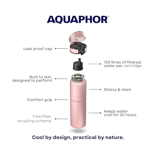 City Cool Stainless Steel Insulated Filter Water Bottle Rose Pink 500ml — view 3