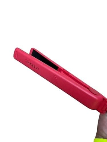 ZANBEEL Mini Hair Straightener, Ceramic Coating Plates, 200°C Max Temperature,LED Indicator Flat Iron 17W PTC Fast Heating Straightening Iron, Lock Function (Red) — view 4