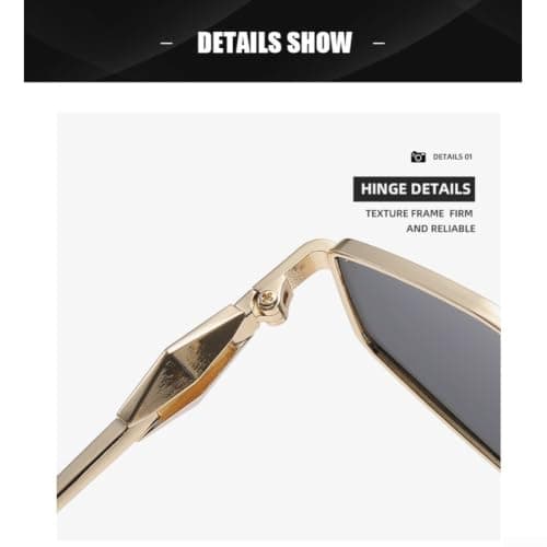 Drivstraw Women's Irregular Diamond Metal Sunglasses UV400 Protection Geometric Frame Fashion Eyewear with Silicone Nose Pads for Travel Daily Outdoor Activities(B) — view 2