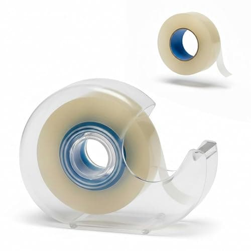 Heavy Duty Tape Dispenser – Jumbo 50 Meter Plastic Tape | Weighted Desktop Office Tape Dispenser – Clear Tape for Packing, Parcel & Gift-Wrapping Masking Tape Dispenser | One-Handed Easy Cut Design