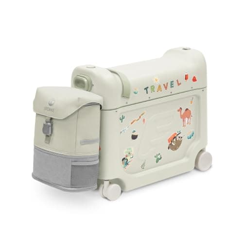 Stokke Jetkids BedBox + BackPack Bundle - Sleep-On, Carry-On Kids Suitcase & Expandable BackPack - Travel Set for Ages 2-7, Sea Green