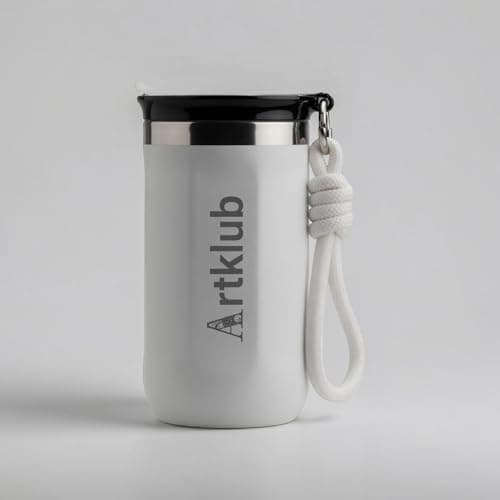 Artklub 350ml Travel Mug Leak Resistant Coffee Cup with Lid Insulated Reusable for Hot Drinks, Portable for Daily Commuting, Work, Office and Car Use