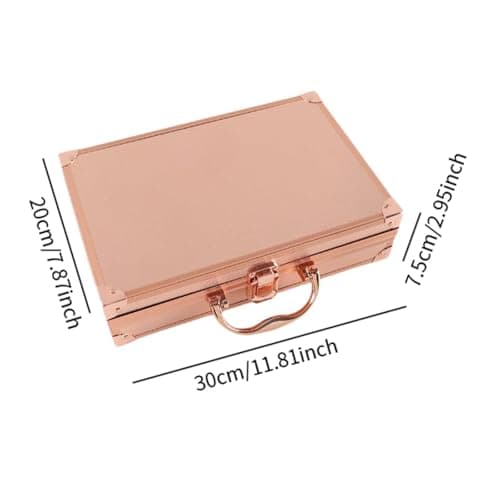 Teruyol Aluminum Alloy Tool Box, Make Up Tool Organizer Ear Pick Tool Box,Metal,Briefcase Container Cosmetic Case for Outdoor, Rose Gold — view 2