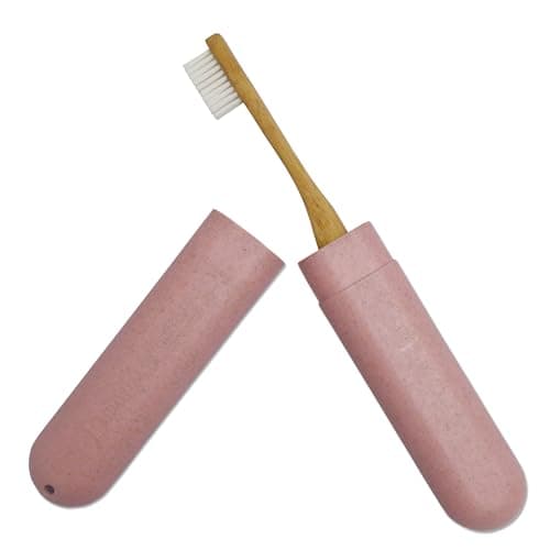 Dental Aesthetics Wheat Straw Toothbrush Travel Case x 1 (Pink) — view 2