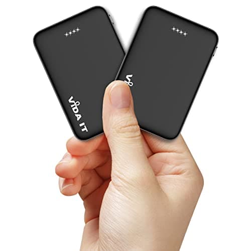 Vida IT 2-Pack Mini Power Bank 5V 2A USB Battery Pack for Heated Vest Jacket Gilet Small Portable Charger for iPhone 7 8 11 Samsung Galaxy S7 S8 S9 Google Pixel Android Mobile Phone 5000mAh Powerbank