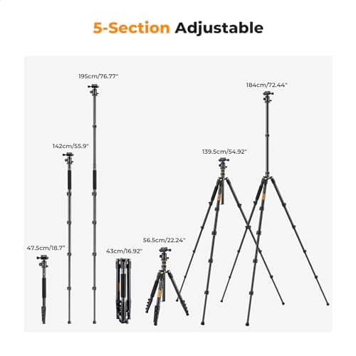 K&F CONCEPT Tripod (72" height/10kg load) — view 5