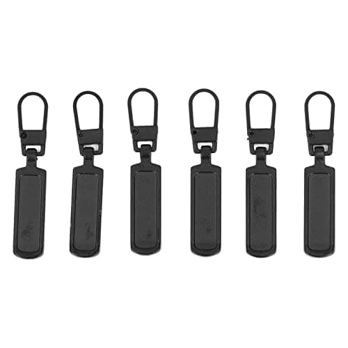 6Pcs Detachable Zipper Pull Tabs for Jacket Boots Jeans Suitcase (Black)