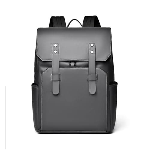 nusrah Travel Backpack for Men Women, Flight Approved Leather Laptop Backpack 15.6, 16 Inch, Water Resistant Anti-Theft Weekender Bag, Casual Daypack Rucksack (Grey) — view 2