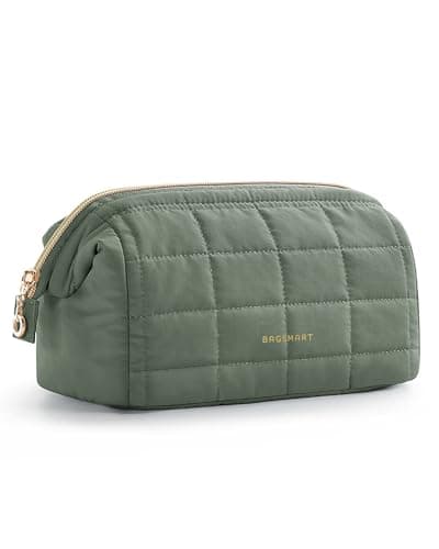 BAGSMART Small Travel Makeup Bag for Women, Wide Opening Cosmetics Bag