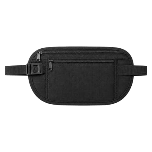 RFID Blocking Travel Money Belt – Ultra-Slim Hidden Waist Pack & Fanny Bag for Men & Women, Adjustable Secure Passport, Cash, Phone & Card Holder for Travel, Office & Outdoor