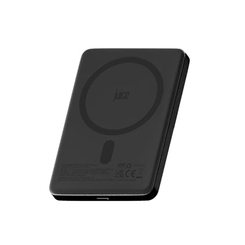 Juice Slim Power Bank, 5,000mAh Magnetic Battery Pack, Qi-Enabled 15W Max Fast MagSafe-Compatible Portable Charger, Slimline Design, for iPhone Air/17/16/15 Series - Black