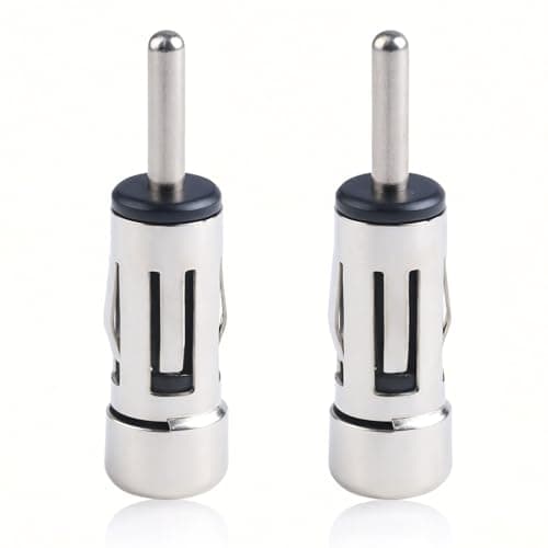 Lotsdonxia 2 Pcs Silver ISO to DIN Car Antenna Adapter, Universal Vehicle Radio Aerial Converter for Stereo Receiver & European Cars