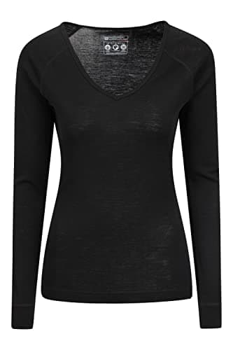 Mountain Warehouse Merino Womens Thermal Baselayer Top - Lightweight, Antibacterial & Breathable Ladies T Shirt - for Winter Travel, Hiking, Camping, Skiing, Snowboard Black 18 — view 4