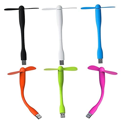 6 Pack Mini USB Fan With Flexible Neck - Portable, Quiet Personal Cooling Fan for Travel, Power Bank, Notebook, Laptop and Computer