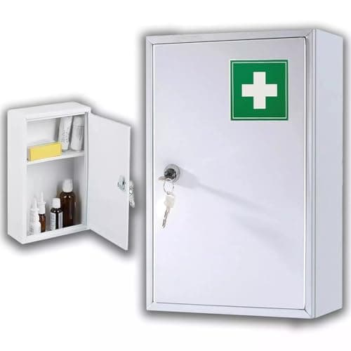 PaulStore Lockable Medicine Cabinet Box - Wall Mounted Stainless Steel First Aid Kit Storage Organizer - Secure Emergency Medical Case for Business, School, and Garage — view 4