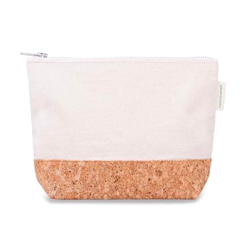 The Bamboovement Natural Cork Cotton Toiletry Bag with Organic Cotton - Spacious and Stylish, Sustainable, natural, Responsible travel and sophisticated design with this cork cotton toiletry bag