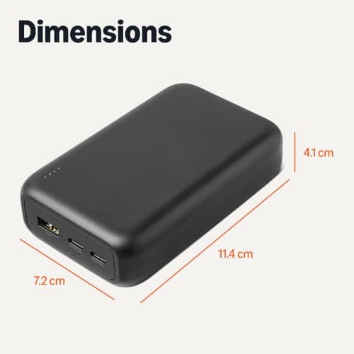 Amazon Basics High-Capacity Portable Charger Power Bank with 3-Port Output, 20,000 mAh, Black — view 5