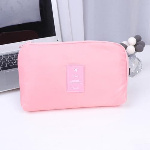 HONMEET Portable Large Capacity USB Cable Storage Bag Nylon Organiser Pouch Mini Carrying Charger Pouch with Organising Feature for Wireless Earphone and Charger for Travel and Daily Use Pink — view 6