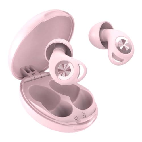 Ear Plugs for Sleep, 45dB Noise Cancelling Earplugs Hearing Protection for Sleep, Concentration, Travel, Work, Concerts, Ultra Comfortable Reusable Silicone Ear Plugs, 8 Tips(XS/S/M/L) & Case(Pink)
