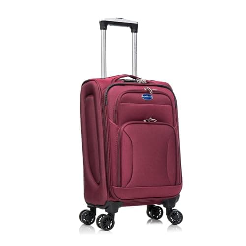 Aerostar Carry-on 20" Lightweight Soft Expandable Suitcase, Hand Luggage 4 Wheels & Combination Lock, 55x35x20cm | Accepted All Airlines easyjet, RyanAir, British Airways (Red, 32 litres)