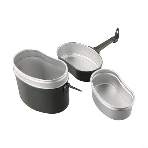 Lightweight Camping Mess Kit Aluminium Cookware Set for Hiking Backpacking - Portable Outdoor Cooking Gear Windproof Green 19.5cm — view 4