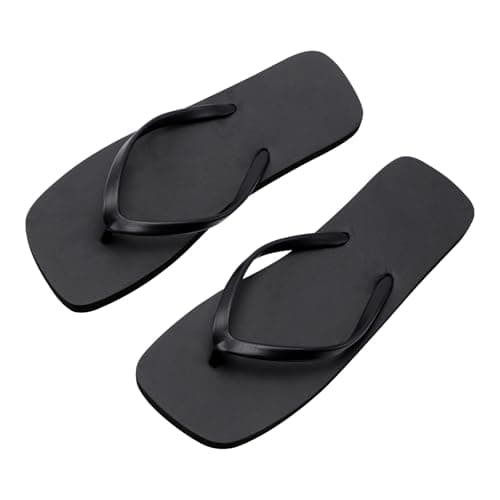 BBXWANG Unisex Flip Flops for Women Men Square Rubber Slip-Resistan Flip Flops Sandals for Shower Beach Pools (Black, Adult, Men, 7, Numeric Range, UK Footwear Size System, 8, Medium)