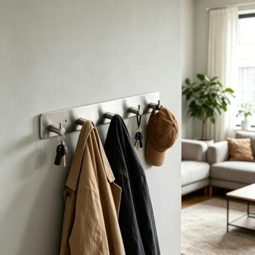 WOOPHEN Coat Rack Wall Mounted Coat Hanger 5 Hooks (Brushed Nickel) — view 6