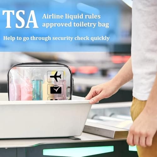 Yuexitech Clear Plastic Bags for Airport Security, TSA Approved Toiletry Bag Quart Size, Clear Travel Bag for Liquids & Cosmetics, Carry-On Flight Essentials Black — view 4