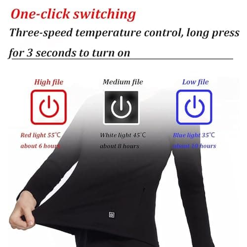 AHSBND Thermal Underwear Heated Underwear Set: Functional Underwear Ski Unisex 30 Heating Zones Washable Winter USB Electric Heating 3 Temperature Control for Camping (Black Trousers, M) — view 3